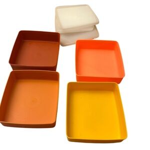 Tupperware Orange, Yellow, and White Food Storage Set
